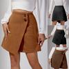Suede Irregular Skirt Solid Color High-waisted Zipper Button Skirt Women