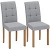 Set Of 2 Dining Room Chairs Modern Kitchen Chair With Linen Effect Fabric Upholstered Seat Light Gray