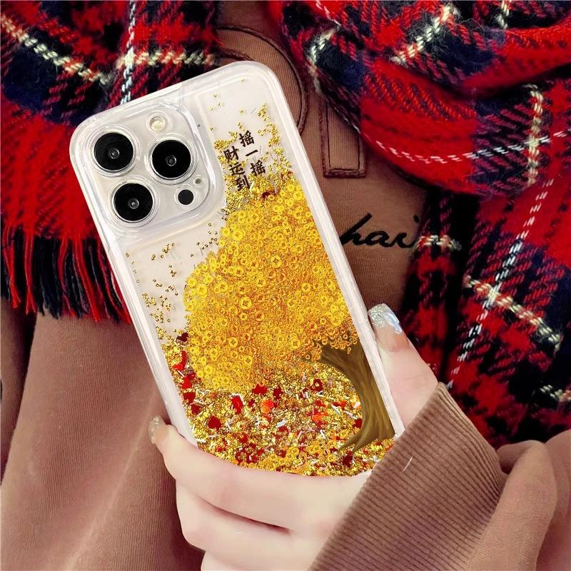 Shake Money Tree Fließsandhülle für Apple 16pro Handyhülle für IPhone 15/14 Premium Sense 13p Glück 12/11
