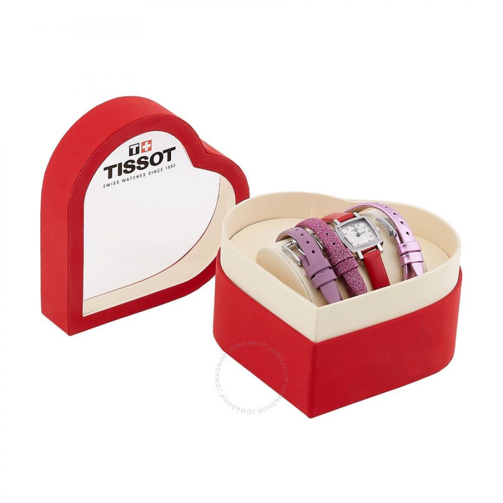 Tissot Lovely Square Valentines Quartz Diamond Silver Dial Ladies Watch T0581091603600