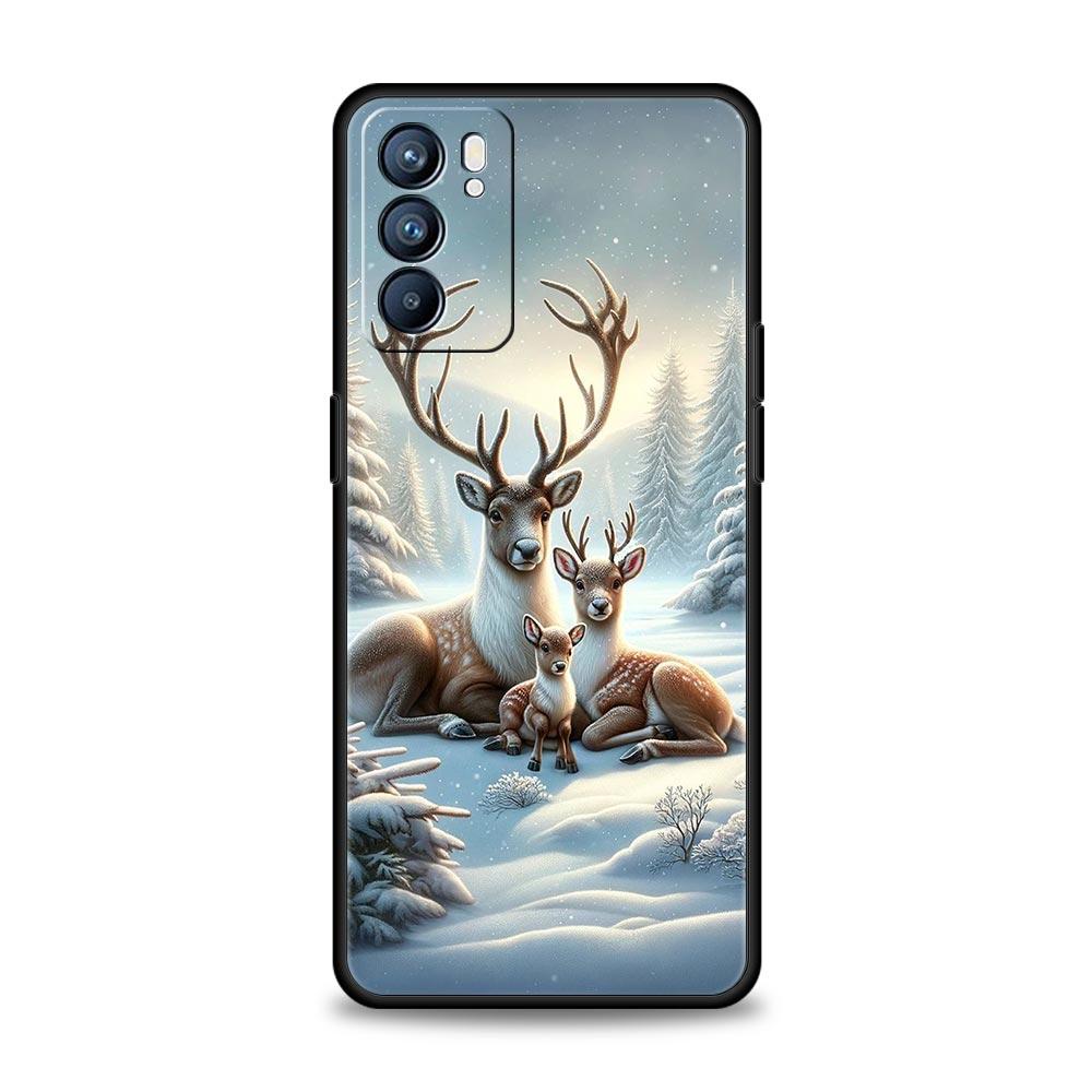 Cartoon Animal Deer Phone Case For Oppo A17 A31 A54 A57 A78 A79 A98 Find X5 X6 Reno 6 7 8 10 11 12 13 F Pro 5G Soft TPU Cover