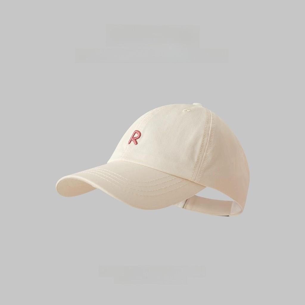 R Letter Embroidery Caps Fashionable Versatile Shading Outdoor Hats Activities