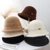 Thick Wide Edge Plush Knitted Bucket Hat Unisex Autumn and Winter New Thermal Basin Hat Solid Color Simple Hat