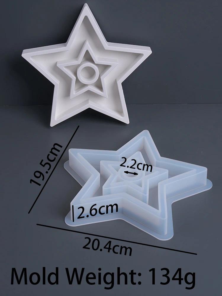 DIY Geometry Star Candle Holder Silicone Mold DIY Simple Heart Candlestick Concrete Mould Gypsum Resin Craft Molds Home Decor