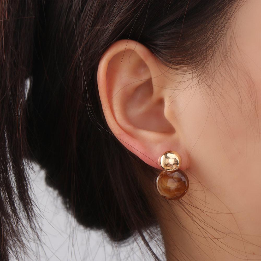 Pendant Vintage Women's Earrings Fashion Jewelry Amber Ear Stud Amber Color Earrings Party