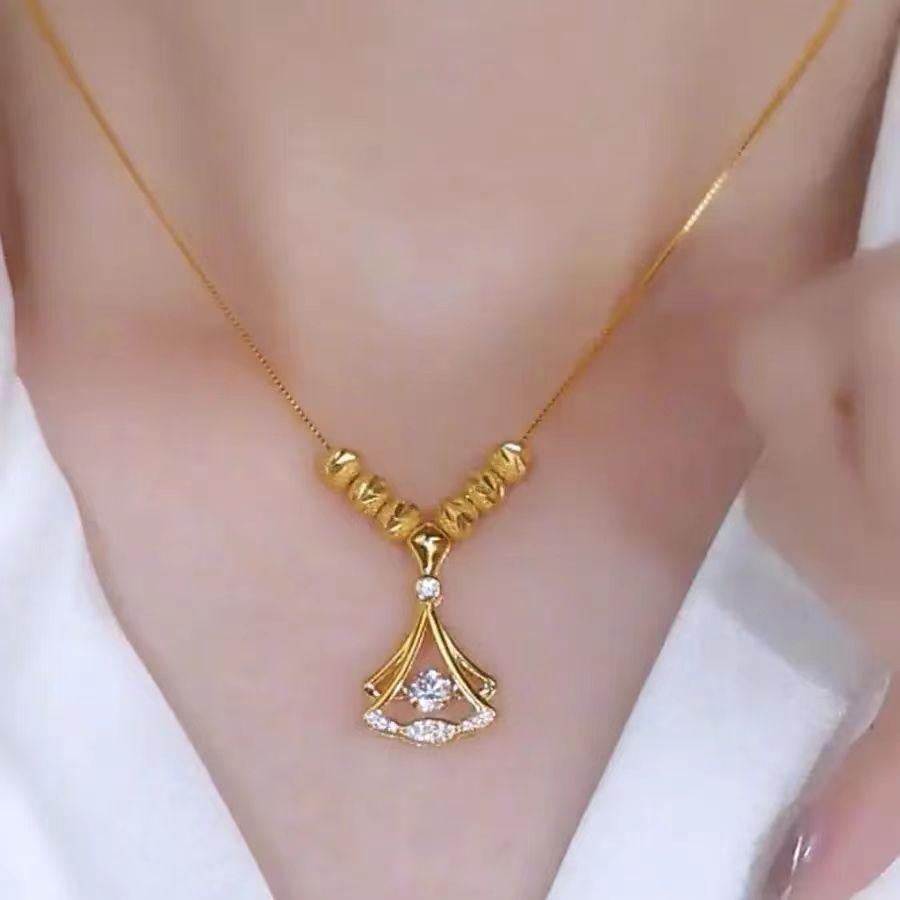 1011 New Smart Ginkgo Biloba Necklace Women's Premium Design Sense Light Luxury Temperament Clavicle Chain Pendant
