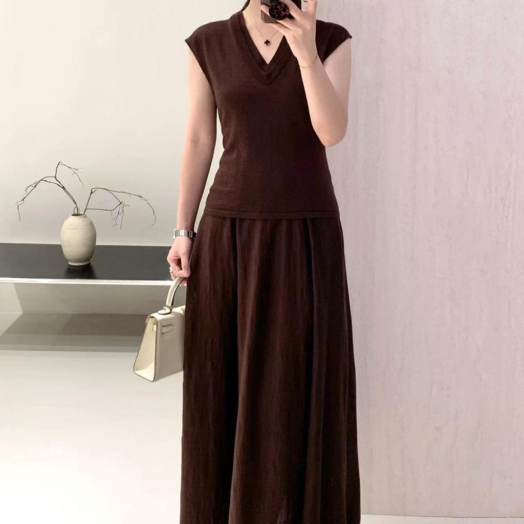 Le Kasha Temperament 100% Pure Wool Machine-Washable Women's Summer Slimming Waist Umbrella Skirt Long Dress