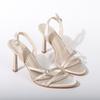 Women's Satin Cross-Strap Sandals Elegant High Heels with Buckle Decor for Party Wedding Mature Style Fashion Summer Footwear