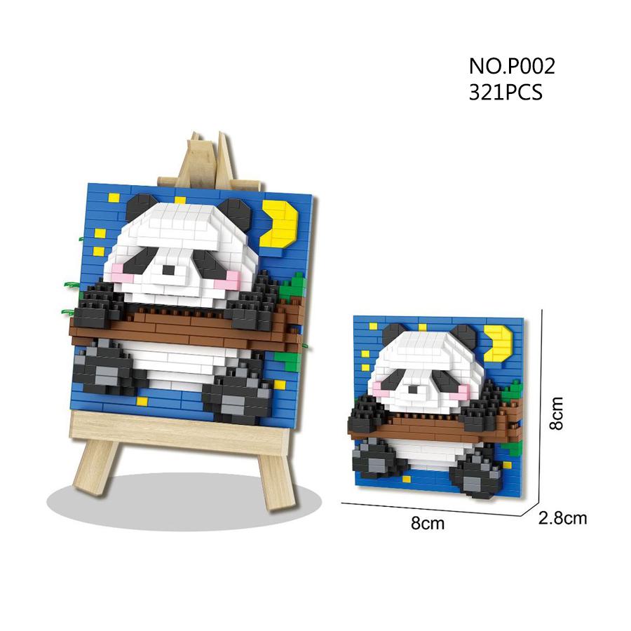 Ceative Panda Easel Building Block Toys Micro Blocks Education Kids Toys Tabletop Decoration Birthday New Year Gifts