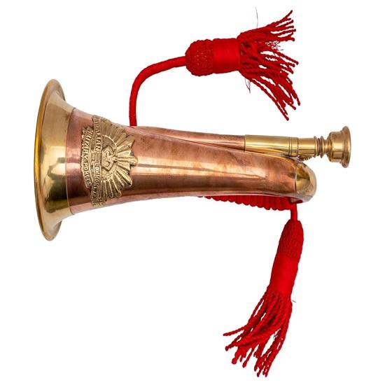 26.924 Cm Brass and Copper Blowing Bugle Signal Horn Classic Military-Style Bugle with Elegant Rope Binding Ideal for Ceremonies Parades Collectors