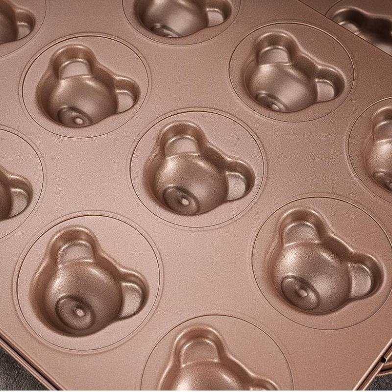 4/6/9/12 Even Bear Mold Baking Mold Pan Non-Stick Diy Cute Candy Cake Mold Tool Decoration Biscuit Candy Mold Baking Accessories