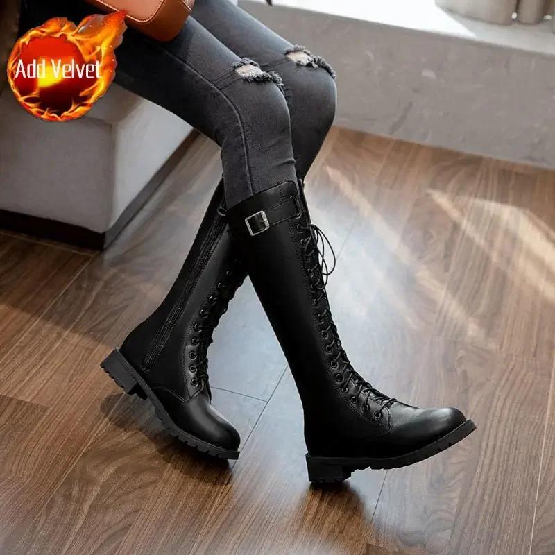 

Модная осенне-зимняя обувь 2024 года Полусапоги для женщин Новинка Обувь до середины икры Женская Модная обувь для косплея В продаже Удобная и элегантная Горячая ПУ 40