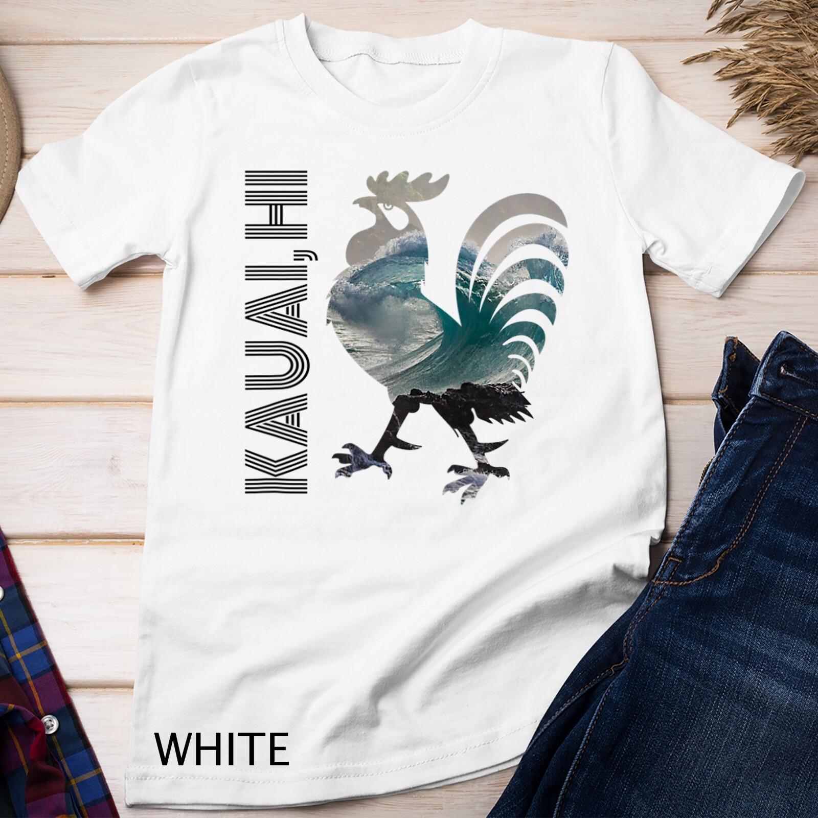 Kauai Chicken Rooster Hawaii Surf Wave Design Raglan Baseball Unisex T-Shirt Mens Womens Tees Top S