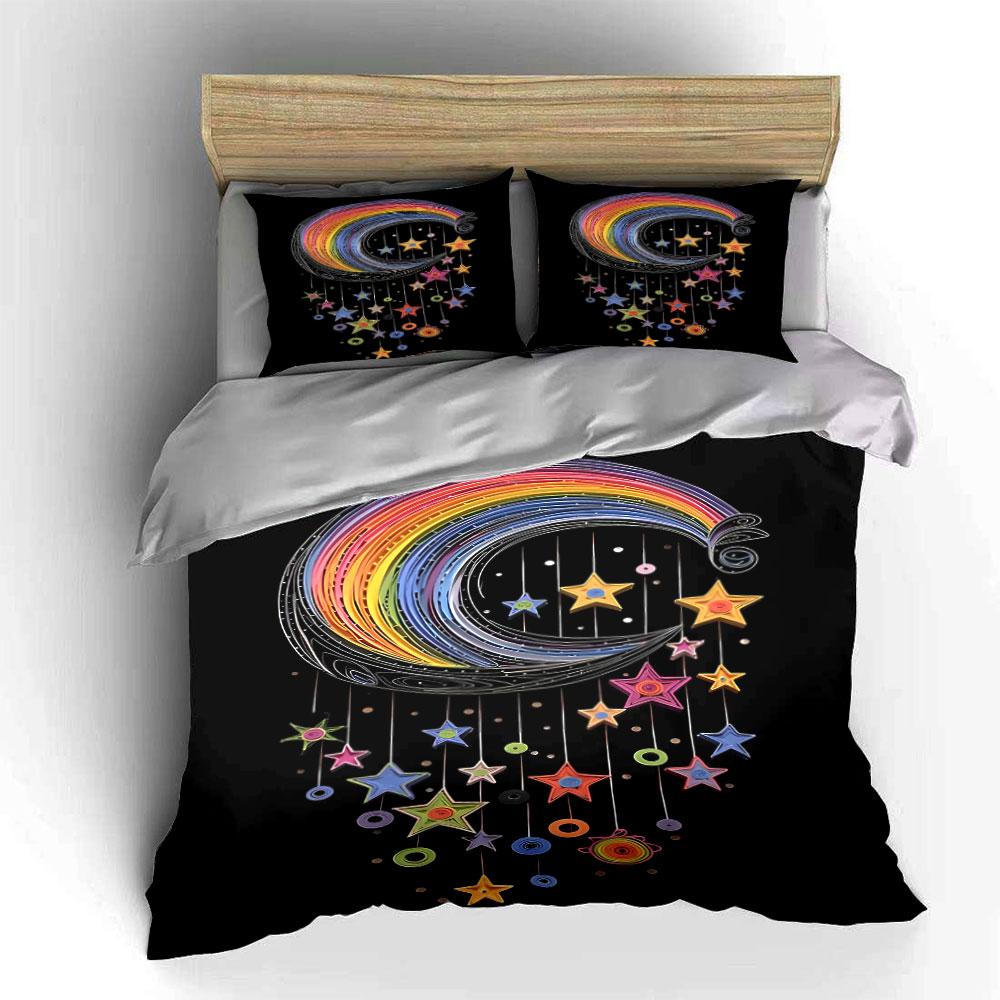 Rainbow Swirl and Stars. Bedding Sets Duvet Cover Sets Duvet Covers Pillowcases(1 * Duvet Cover 2 * Pillowcases Without Duvet Insert)