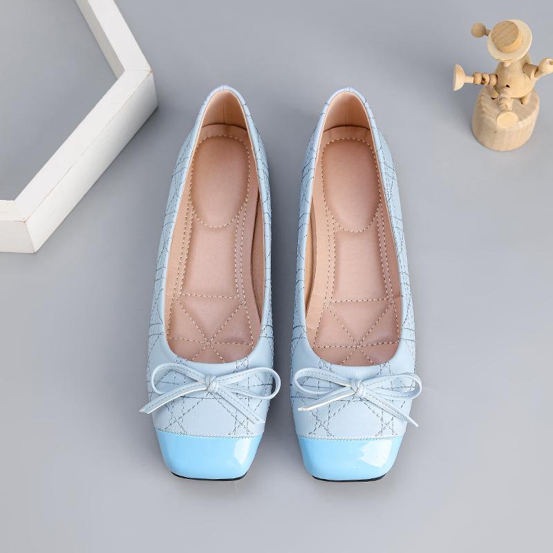 Women Ballet Flats 2026 Autumn Bowknot Square Toe Design Mary Jane Shoes Elegant Soft Sole High Quality Comfortable Single Shoes