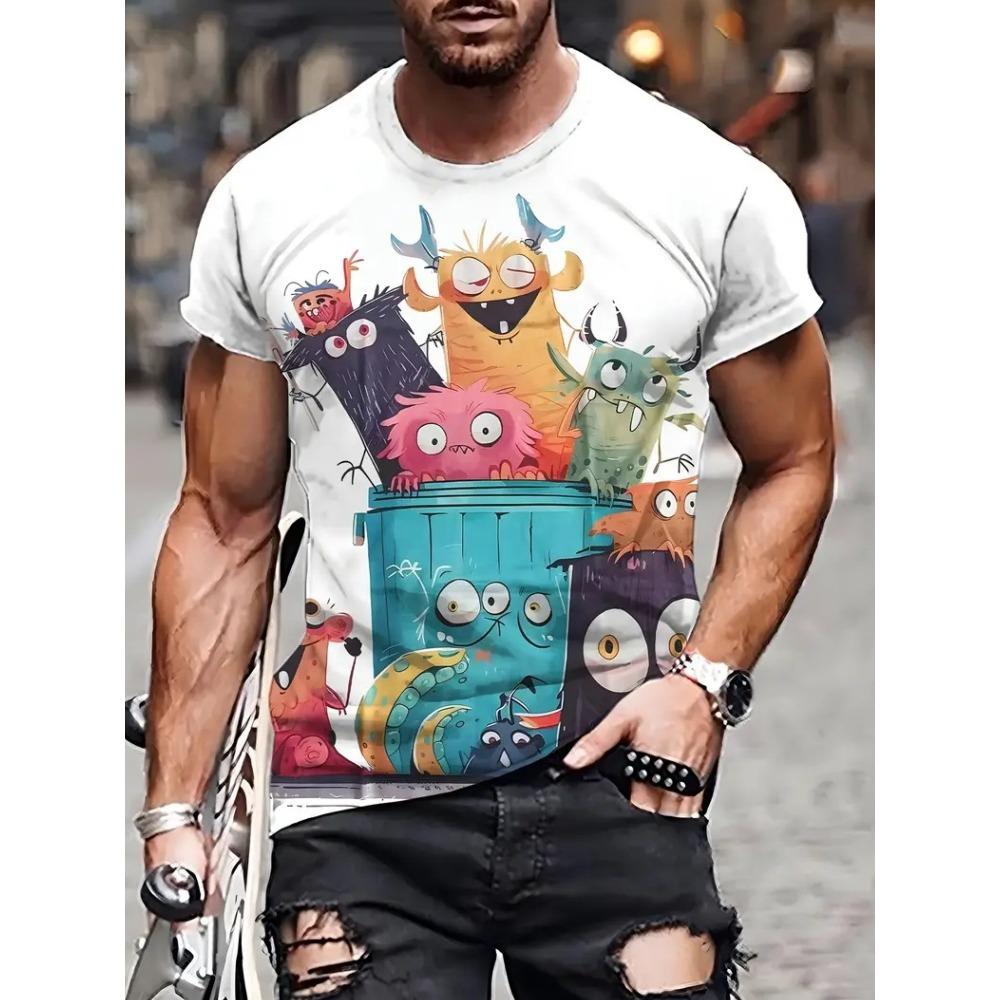 Men T-Shirt New Funny Painting 3D Printing Short Sleeve Summer Outdoor Fashion Wear Tops Large Size Loose Men's T-Shirt