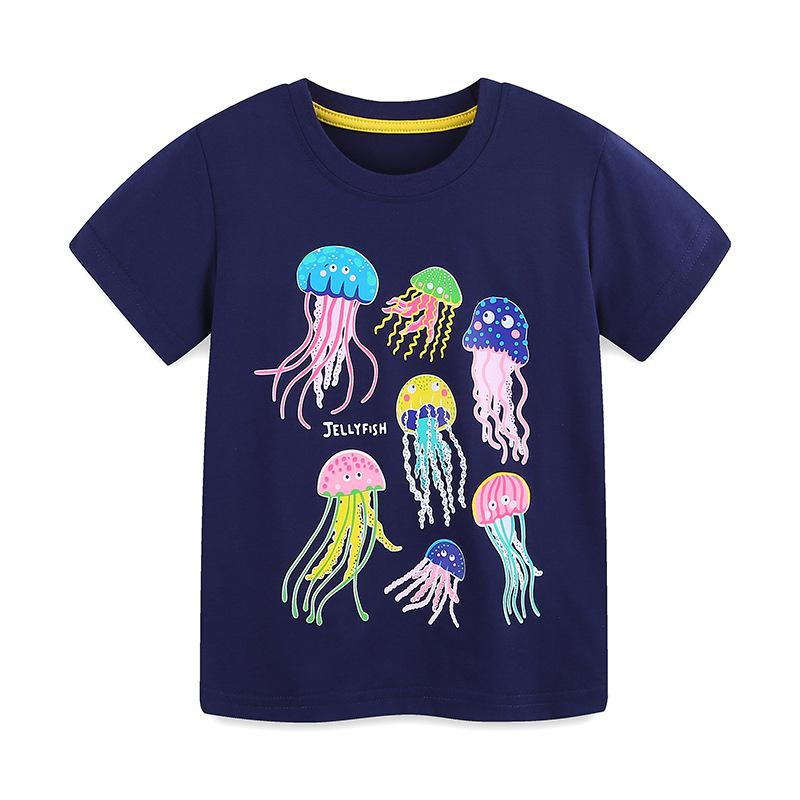 

Summer girls t-shirt jellyfish print children s top new children s short-sleeved T-shirt 2Y(90cm)