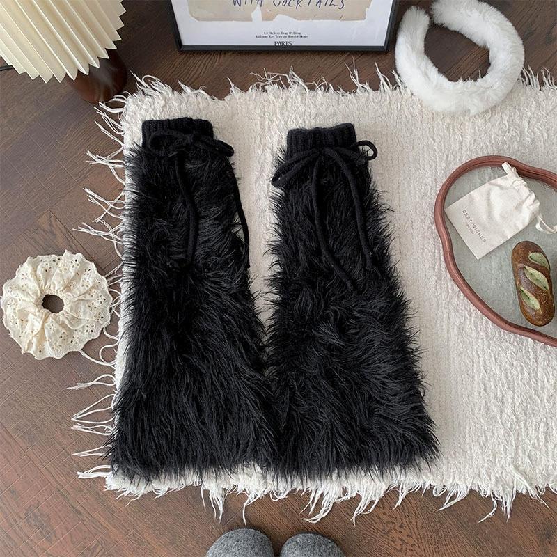 1 pair Boots Stocking Winter Boots Cover Lolita Leggings Thickened Leg Warmers Harajuku Socks Imitation Mink Furry
