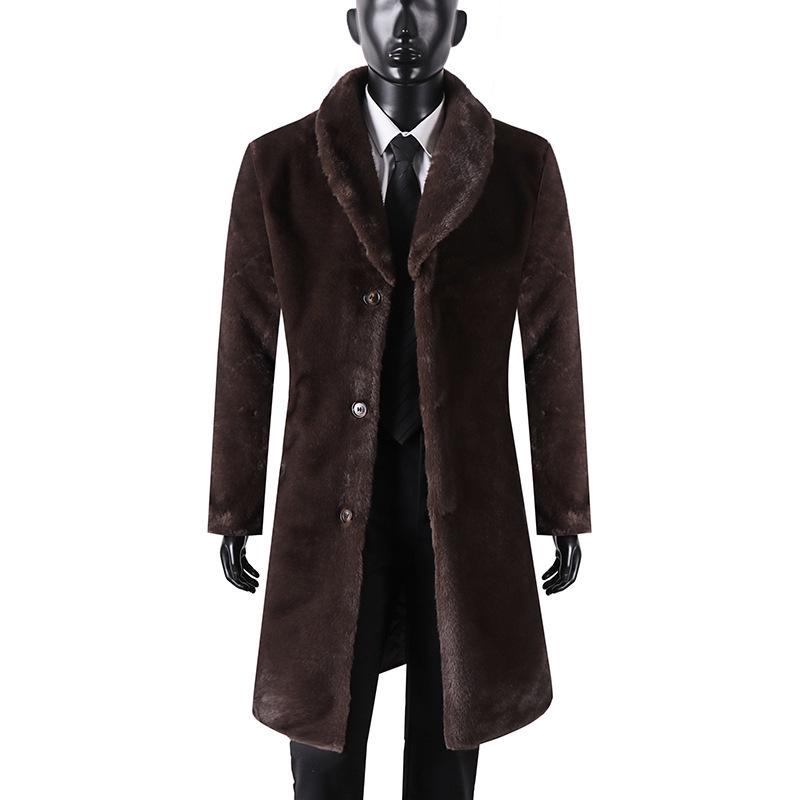 

Men s Trendy Plus Size Faux Mink Fur Coat - Winter Gold Velvet Loose Fit 7XL темно-коричневого кольору