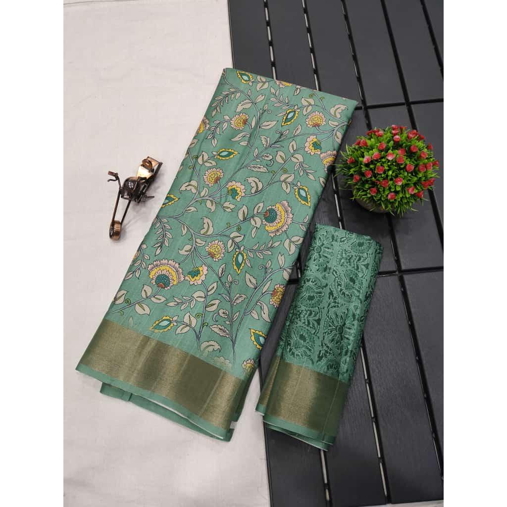 

Красивое мягкое сари из шелкового туссара ручной работы и тканая кайма зари с блузкой для бега, качество премиум-класса