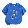 Kids Boys Girls 100% Cotton Crew Neck Short Sleeve T-Shirt, Cute Space Astronaut Cat Print Casual Breathable Tee for Children Daily Wear Outdoor Activ