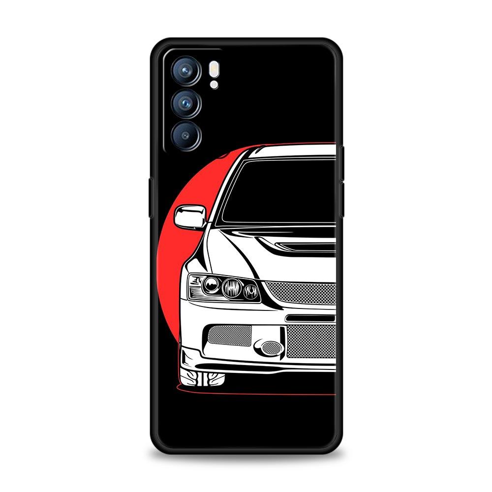 JDM Tokyo Drift Sportwagen Hülle für Oppo Find X6 X5 A54 A53 A52 A9 A15 A95 A17 A16 A76 A74 A57 Reno7 Reno6 Pro Plus 5G Hülle