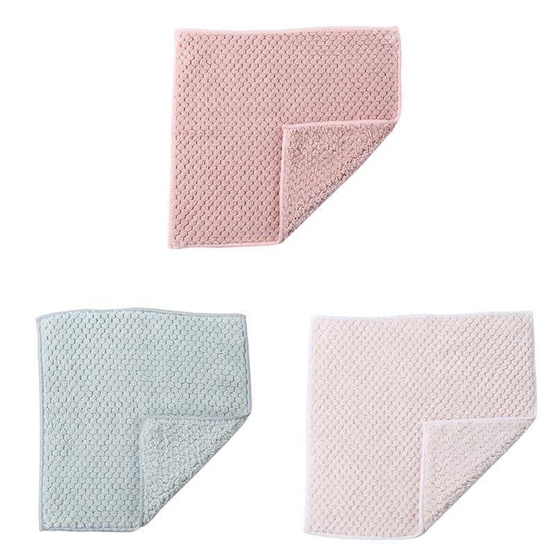 1Pc Kitchen Daily Dish Towel Cloth Kitchen Rag Non-Stick Oil Thickened Ultra Light Table Cleaning Cloth Absorbent Scouring Pad