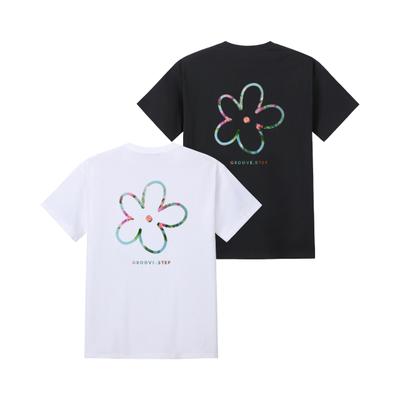 GROOVESTEP [2Pack] Picasso Flower Back Logo Short Sleeve T-Shirt S0283 (C Type)