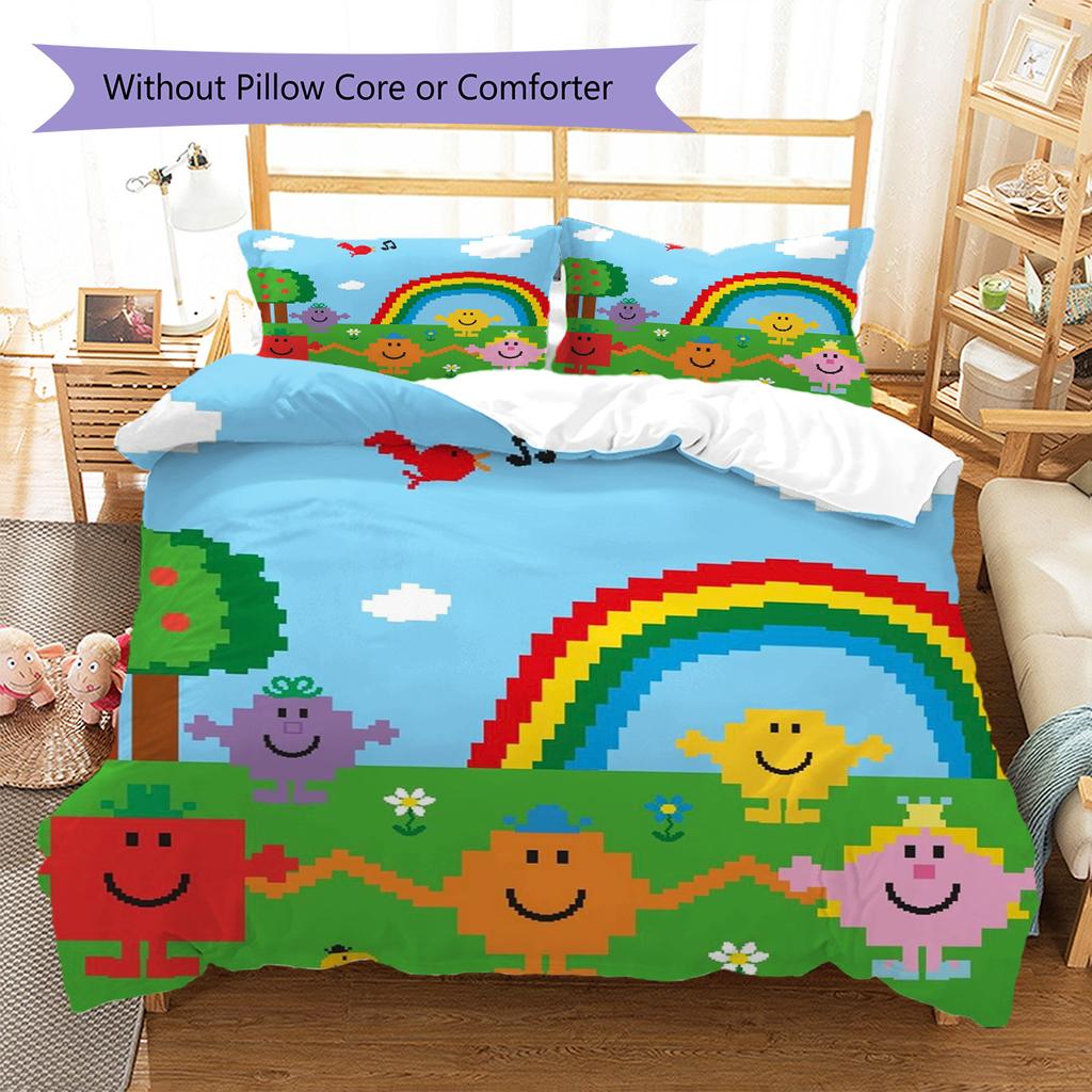 Herr. Herren Little Miss Muster Bettwäsche, Steppbett Set Bettbezug Kissenbezug Haus Geburtstag Geschenk (1 Bettbezug + 2 Kissenbezüge, ohne Füllung)