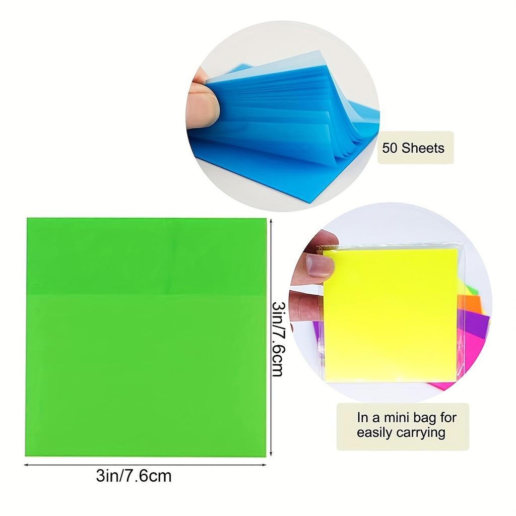 6 Pads Transparent Sticky Note,300 Pcs 3x3in,Suitable For Annotation Books,Page Markers,Index,Aesthetic School Study Supplies