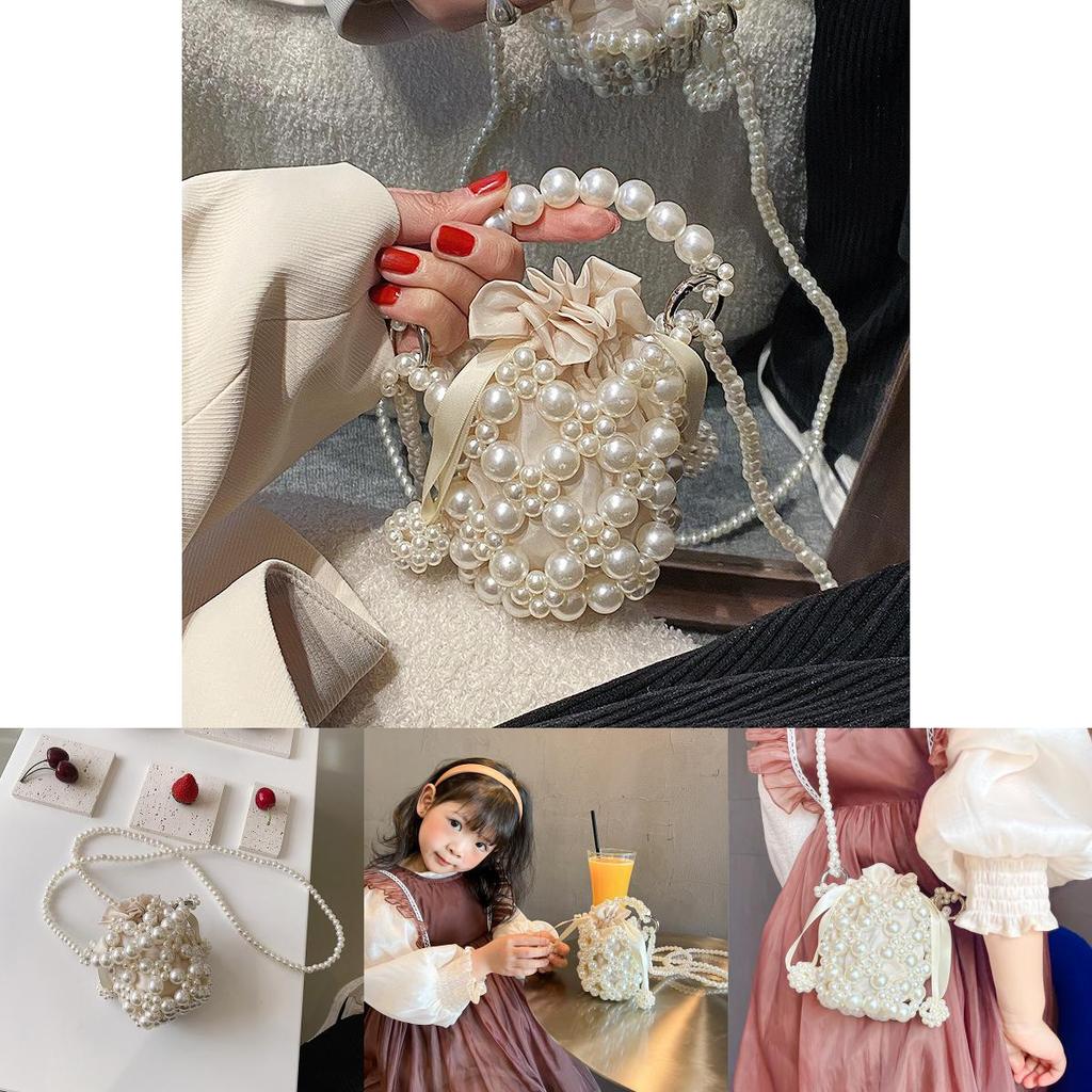 Adorable Korean Children's Mini Pearl Crossbody Bag For Spring Outings