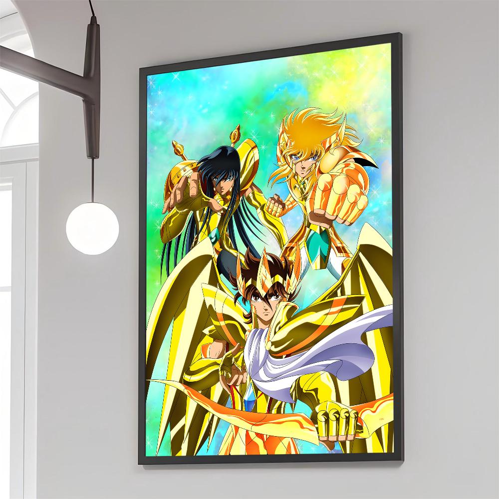1 Pezzo Poster Saint Seiya Film Poster Adesivi Carta Kraft Retrò Adesivo Fai da Te Stanza Bar Caffè Estetica Arte Pittura Murale