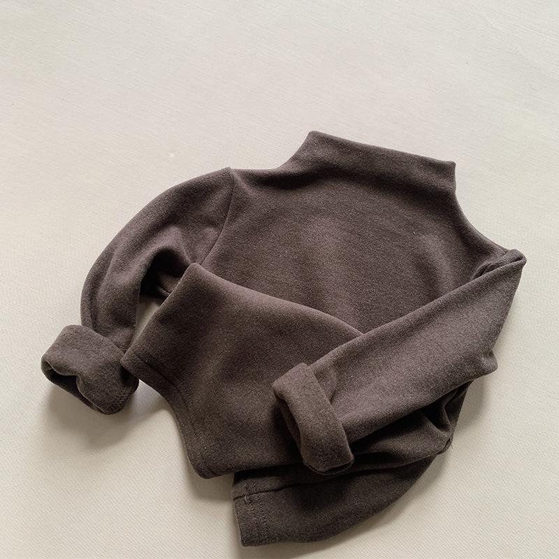 Children's Australian Wool Base Layer: Warm Autumn/Winter High Neck Top for Toddlers, Boys & Girls, Versatile Stretch Shirt, Korean Style.