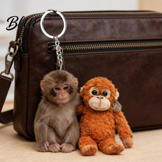 Handmade Monkey Keyring Keychain 2D Acrylic Cute Holding Plush Toy Accessory Hanging Pendant for Backpack Purse Car Keys Aceessory Everyday Use