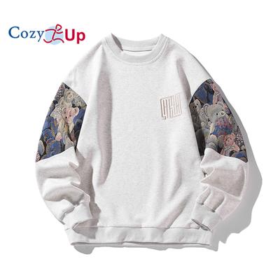 Heren Casual Crewneck Sweatshirt Kleurblok Fleece Pullover Sweatshirt