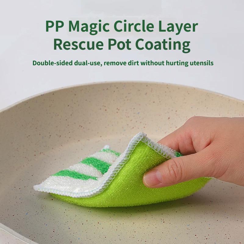 Sided Sponge Wipe Dirt-resistant Scouring Pad Kitchen Dishwashing Brush Clean Tools Bamboo Fiber Dishwashing Wipe