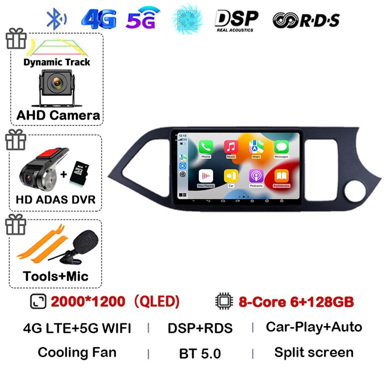 Android 14 WIFI+4G Carplay For KIA PICANTO Morning 2011 2012 2013 2014 2015 2016 RHD Car Radio GPS Multimidia Player Head Unit