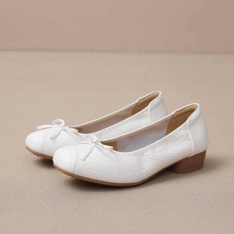 

New leather soft sole soft surface shallow mouth single shoes women s flat shoes one pedal casual versatile women s shoes bow 41