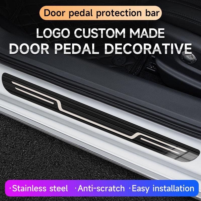 Stainless Steel Car Door Threshold Protection Stick Bumper Moldings Chrome Trim Auto Protector Accessories Styling Black