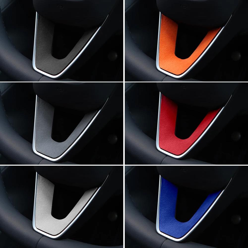 For Tesla Model 3 Highland 2024-2026 Italian Top Suede Steering Wheel Panel Trim Stickers Decor Cover Car Interior Accessories