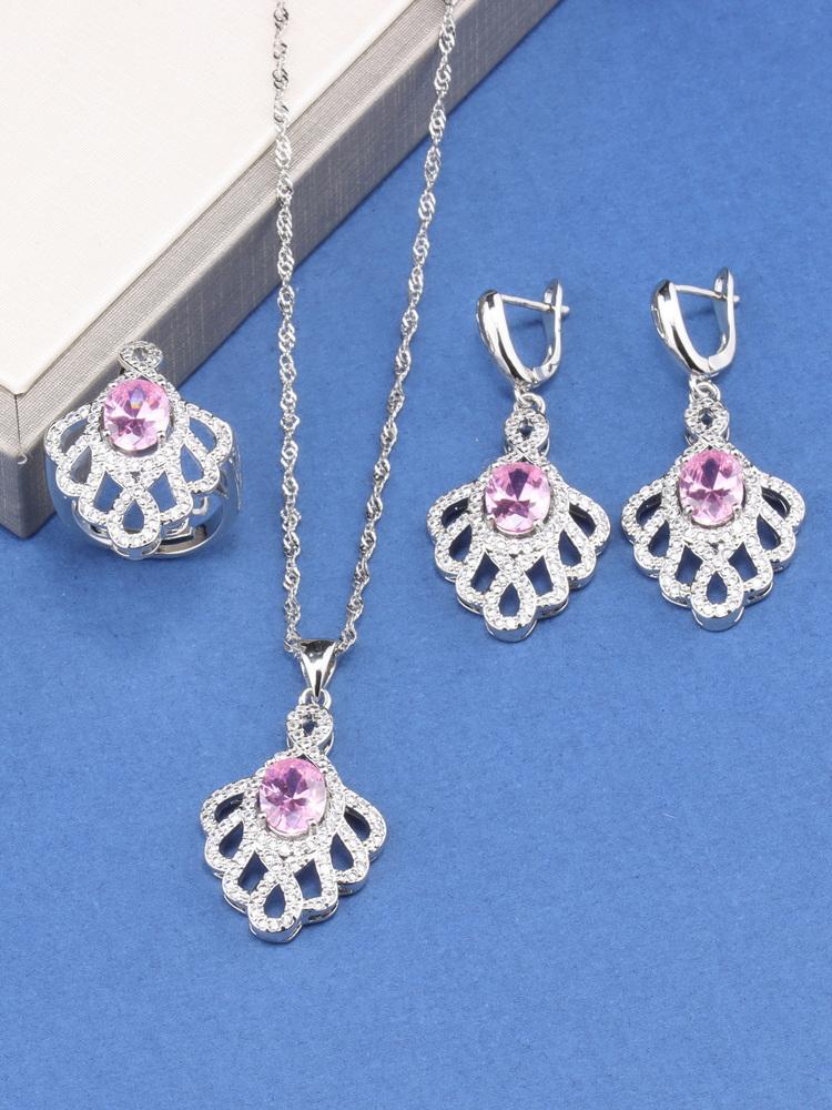 10-Colors Bridal   Big  Jewelry Sets Wedding Luxury Quality Zircon Accessories Necklace Earrings Ring For Women Gift
