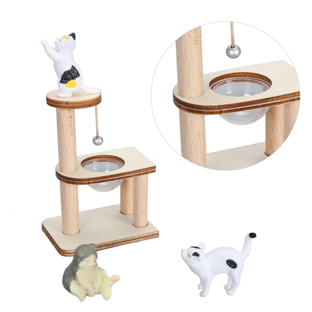 ZK30 Katzenfigur Katzenklettergerüst Katzenmodelle DIY-Montage Kratzbaum Interaktives Puppenhaus Spielzeug für Katzenliebhaber Transparente Abdeckung