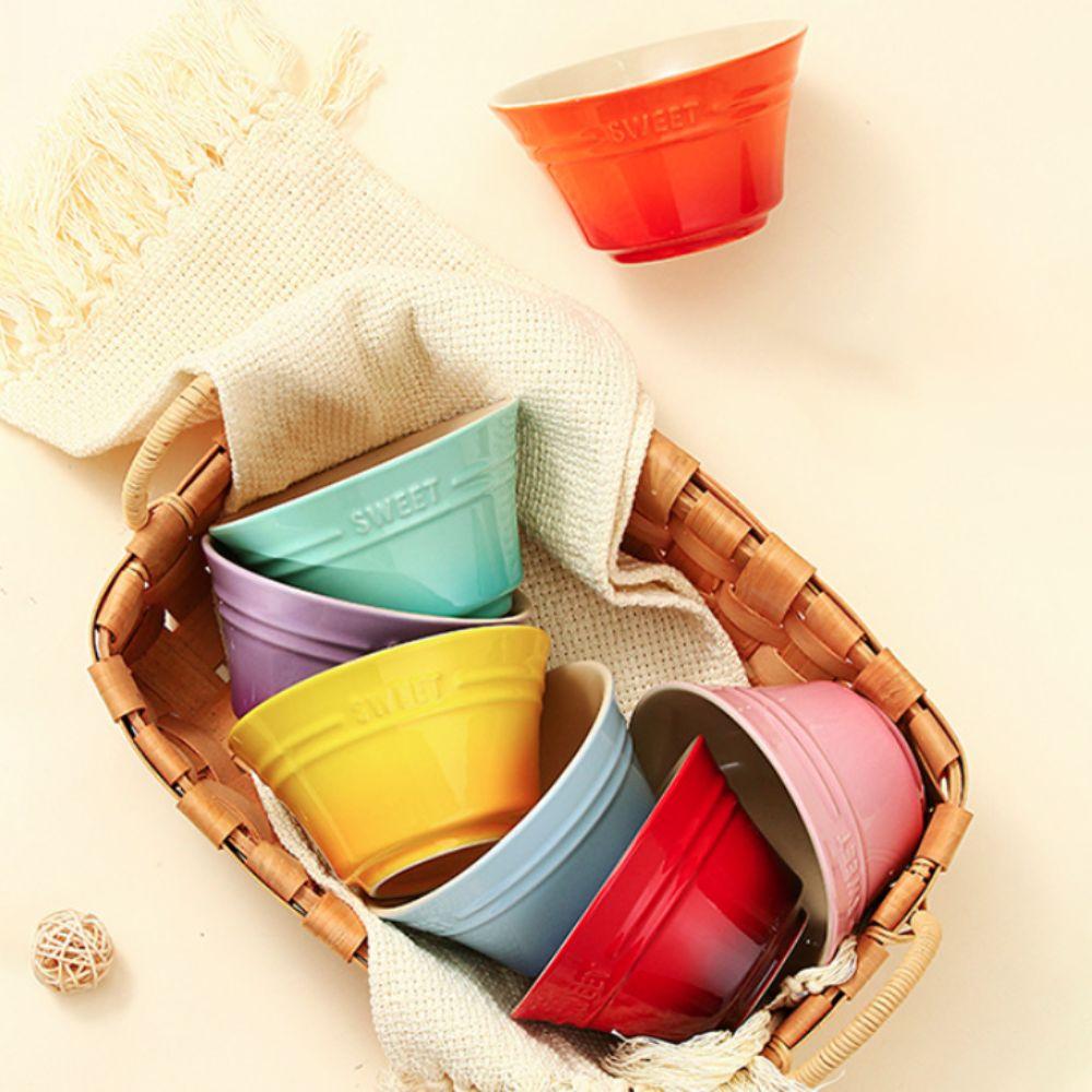 4.5 Inches Gradient Color Ceramic Rice Bowl Nordic Style Dessert Bowl Steamed Egg Bowl  Ice Cream
