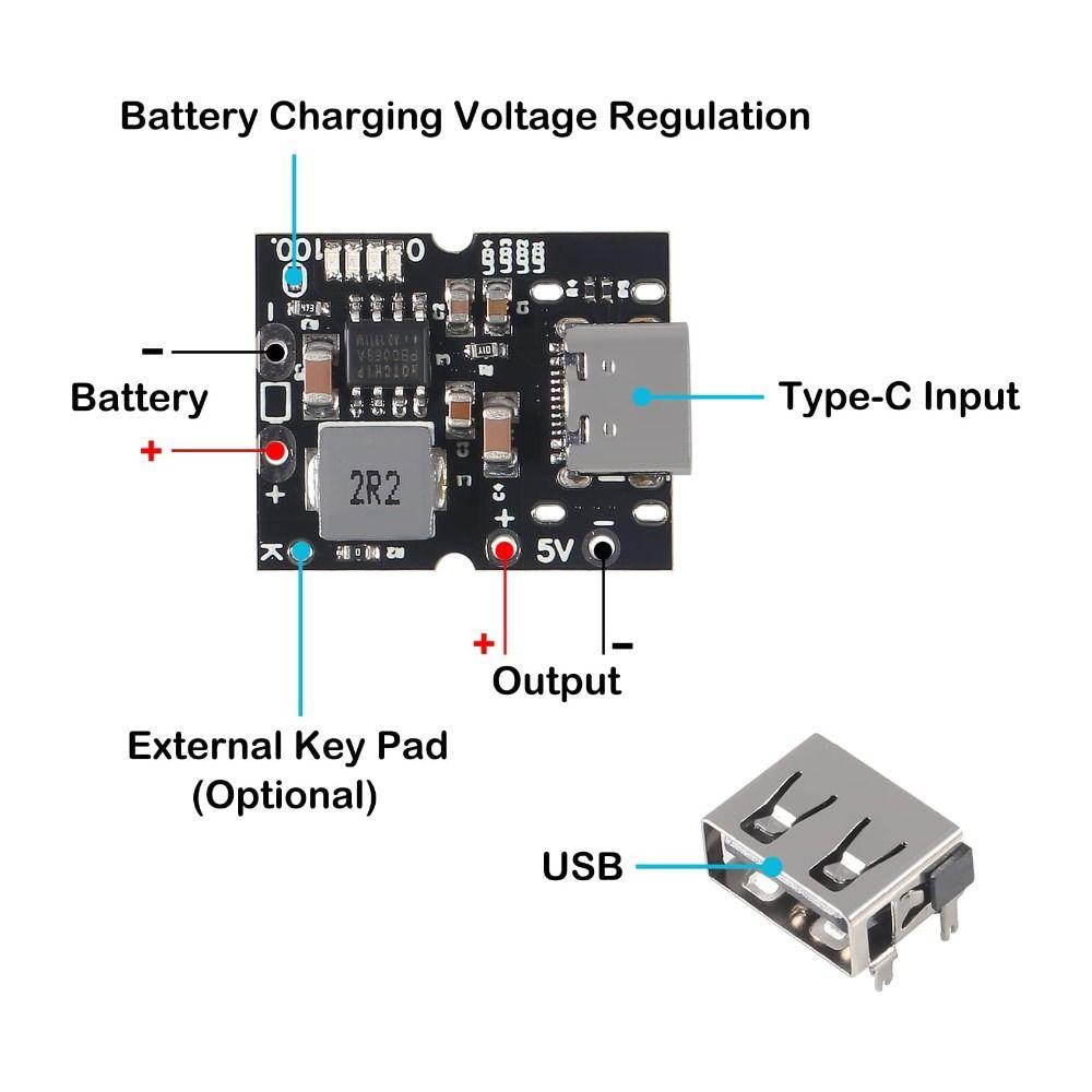 Overcharge Protection Power Supply Module Type-C Connector USB Charging Board Battery Charging