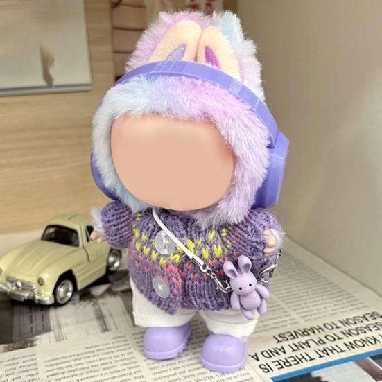 Doll Clothes Set Stylish Overalls Knitted Sweater Outfit for 15-17cm Dolls Fashionable Dress Up