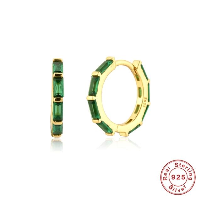 Boako 925 Sterling Silver Huggie Earrings Aros Colores For Women Green Pink Zircon Hoop Earring Piercing Pendientes Girl Gift