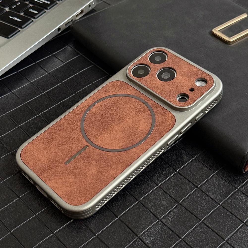 Matte Suede Leather Magnetic For Magsafe Case For iPhone 13 14 15 16 17 Pro Max Heat Dissipating Bumper Shockproof Soft Cover
