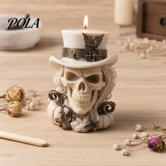 3D Cowboy Skull Silicone Mold, Halloween Skeleton Candle Mold for Epoxy Resin, Candle Making, Soap, Clay, Wax Casting, Halloween Home Decor