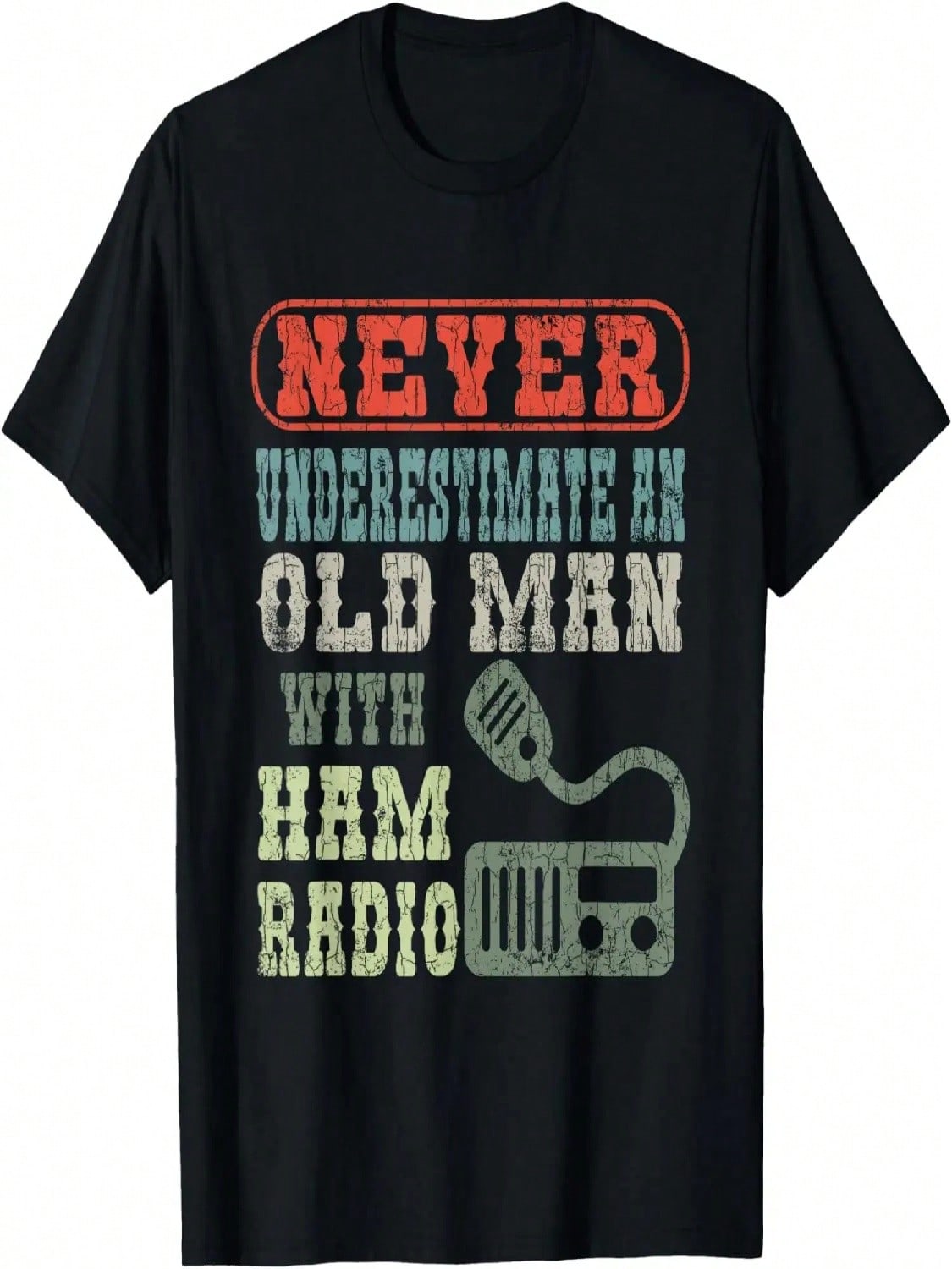 Old Man With A Ham Radio Funny Operator Graphic T-Shirt S разноцветный