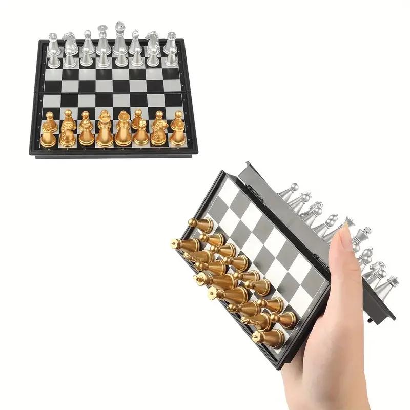 Magnetic Chess Board Game with Folding Design, Portable Travel Chess Set for Children & Adults, Fun Family Interactive Toy